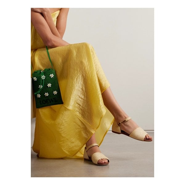 스타우드 캐서린 가죽 트리밍 라피아 샌들 뉴트럴 46376663162889581