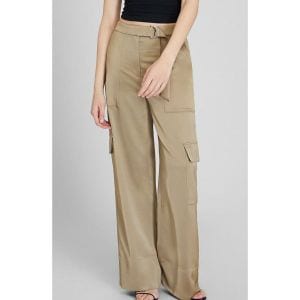 이스퀘어 4398152 Club Monaco Belted Wide Leg Satin Cargo Pants