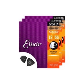 Elixir 에릭서 포스퍼 브론즈 어쿠스틱 기타 현 3 세트 라이트 미디엄 011