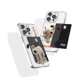 갤럭시 S24 S23 핸드폰 케이스 정품 TRY 웰레스와 그로밋 카드수납 투명 하드케이스