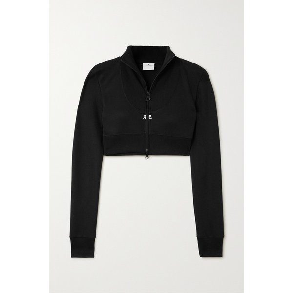 쿠레쥬 크롭 립 저지 재킷 블랙 1647597317117532