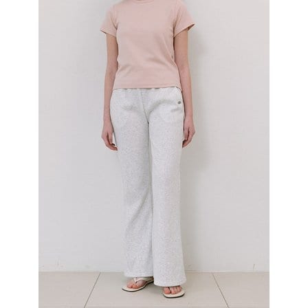라미네즈 Semi Boots Cut Sweat Pants - White Melange