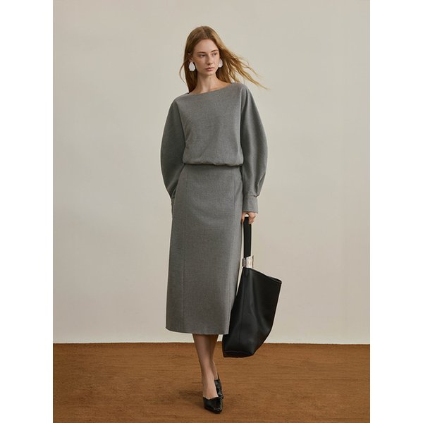 YY_Gray boat neck dress