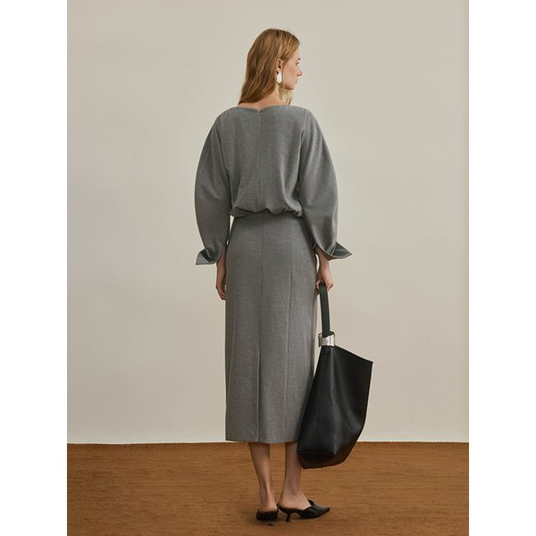 YY_Gray boat neck dress