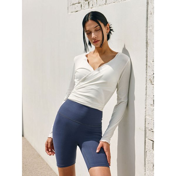 여성 요가복 DEVI-B0046-에쉬네이비 필라테스 군살제로 바이커 4부