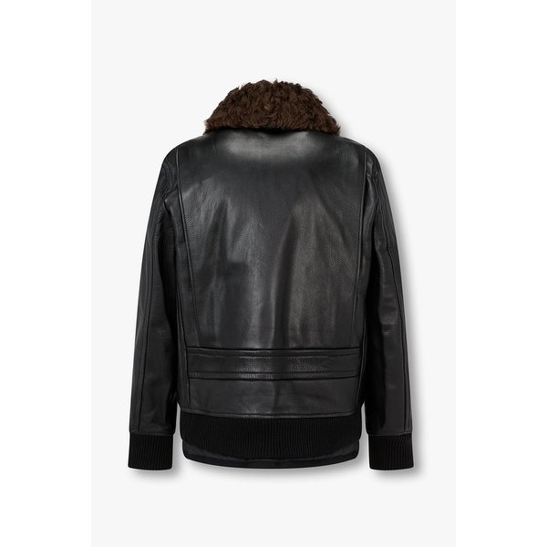 남성 디태처블 퍼 카라 레더 자켓 6425363500000