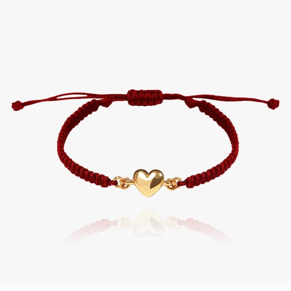 24K 순금 볼륨하트 매듭팔찌 실팔찌 행운 할로우