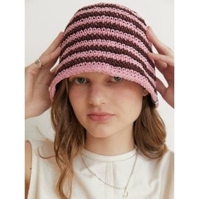 Granny hat : roll pink