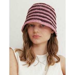 Granny hat : roll pink