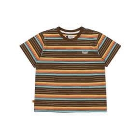 [공식]멀티 스트라이프 반팔 티셔츠 키즈 BROWN