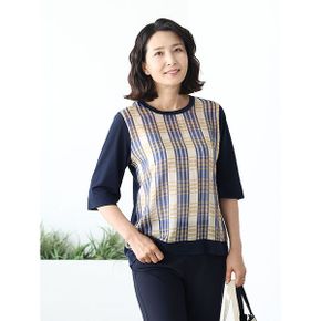 T57532 런던 체크콤비 블라우스티 60대 엄마옷_P423570208