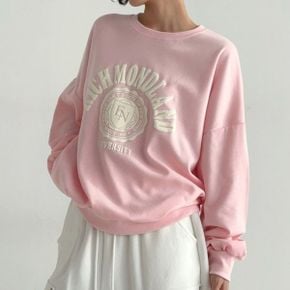 리치발포레터링 라운드맨투맨 긴팔티셔츠 데일리 트레이닝 오버핏 봄가을 면캐주얼_P415375472