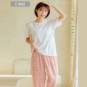 코지이지 국내산 드로잉꽃 여성 8부 바지 파자마 c-842 jxwnz315