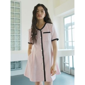 Tweed flare mini Dress _ Pink