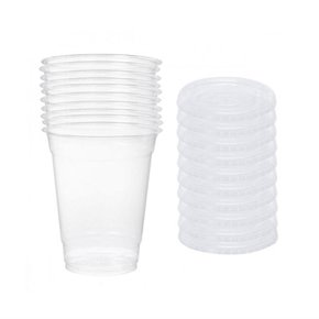 롯데 테이크아웃 컵세트 350ml 10개입 1P 카페 음료컵 아이스커피용컵 일회용컵 일회용플라스틱컵 카페음료