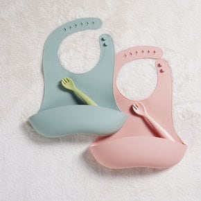[5%다운로드][쁘띠윙스]1+1 아기턱받이 아기 실리콘턱받이 자기주도이유식 어린이집
