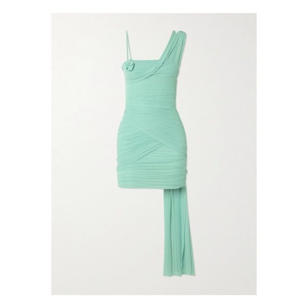 메이겔코로넬 힐반 아플리케 드레이프 주름 스트레치 미니 드레스 46376663162869904