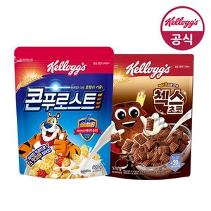 켈로그 시리얼 콘푸로스트 600g + 첵스초코 570g + 미니시리얼 100g