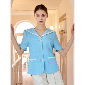 팬시 세일러 트위드 블루 자켓_ Fancy Sailor collar Tweed Blue JK