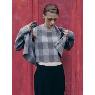 FRONTROW [KNIT] Cashmere-blend Check Vest_2color