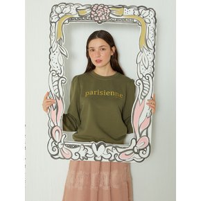 pink katiacho Lettering Puff Sleeve Sweatshirt NATURAL KHAKI