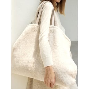 Lamb Fur Tote Bag Large Beige