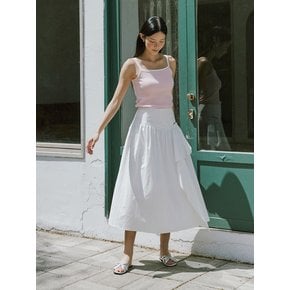 24 summer Rohan ruffle long flare skirt_White