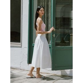 24 summer Rohan ruffle long flare skirt_White