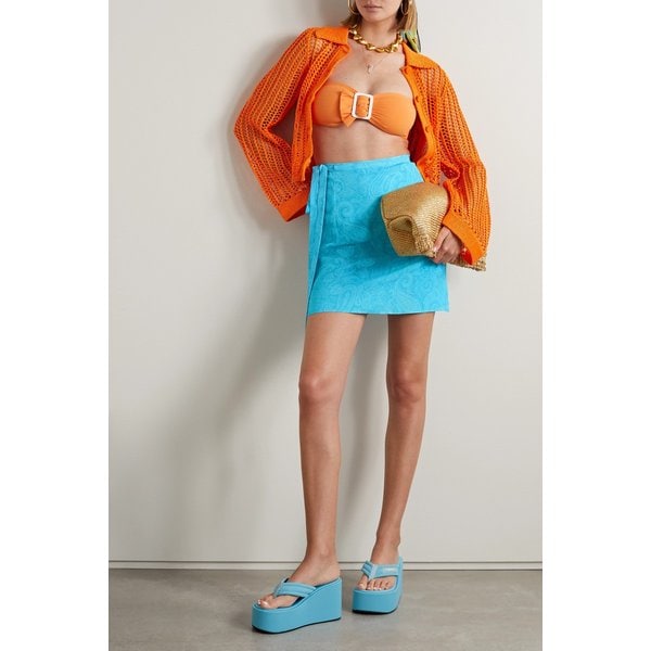 자카드 미니 랩 스커트 터쿼이즈 1647597289945163