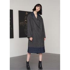 PRINTS ON COLLAR STRIPE COAT (S1984686)