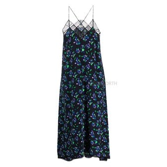 쟈딕앤볼테르 여성 WWDR01219 레이스 플라워 패턴 롱 드레스 블랙