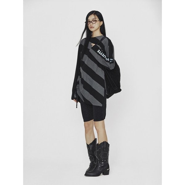 [Holiday Edition] Stripe Solid MIX Long Sleeve T-shirts (dark grey)_LFTAS25060GYD