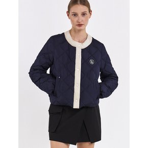 KNIT ACCENT GOOSE DOWN JACKET [IVORY][NAVY]