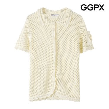 GGPX 카라넥 버튼 그물 니트 가디건 (GP7KG011F)