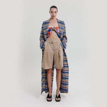 EENK Multi Check Tied Long Coat - Multi