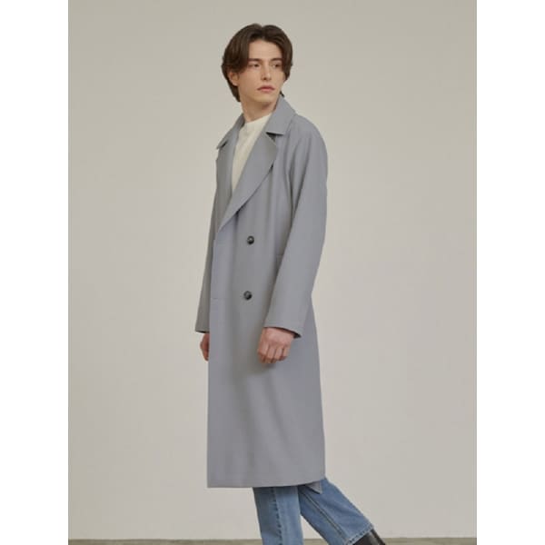 남성 세미오버핏 트렌치코트 (BLUE)