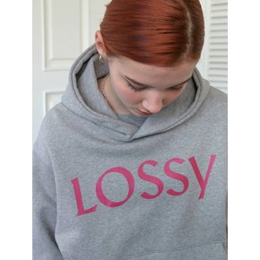 Lossy Signature Printing Hoodie Gray