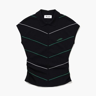 르꼬끄골프 [여주점] 여성 라인 배색 슬리브리스 카라 스웨터 GQ122LKP34  BLCK