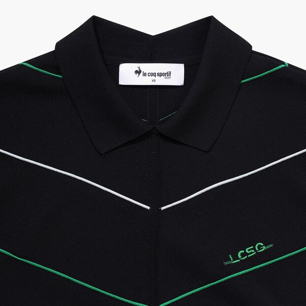 [여주점] 여성 라인 배색 슬리브리스 카라 스웨터 GQ122LKP34  BLCK