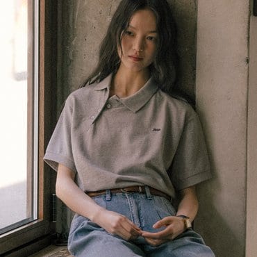 틸아이다이 Unbalanced collar button t-shirt TISU01TS14_Melange gray