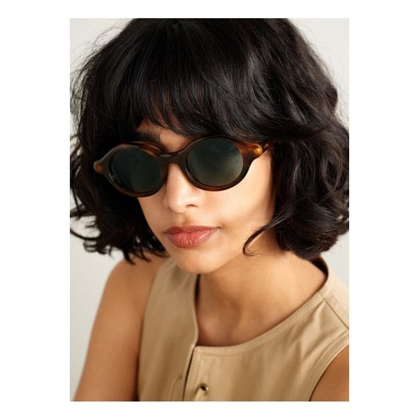 라운드 프레임 톨토이즈셸 아세테이트 선글라스 브라운 46376663162887331