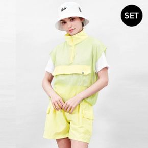 브로센 여성골프 쿨망사 조끼 + 벨리센 쿨아노락 반바지 세트 여성아노락세트복_P400038026