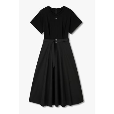 GCUT [지컷25F/W] 저지 믹스 플레어 벨티드 원피스(7255337101)