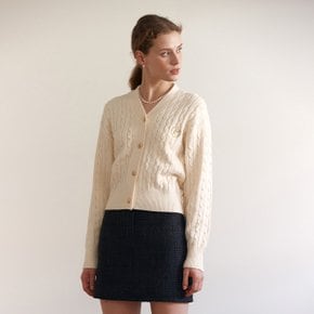 V NECK CABLE CARDIGAN IVORY