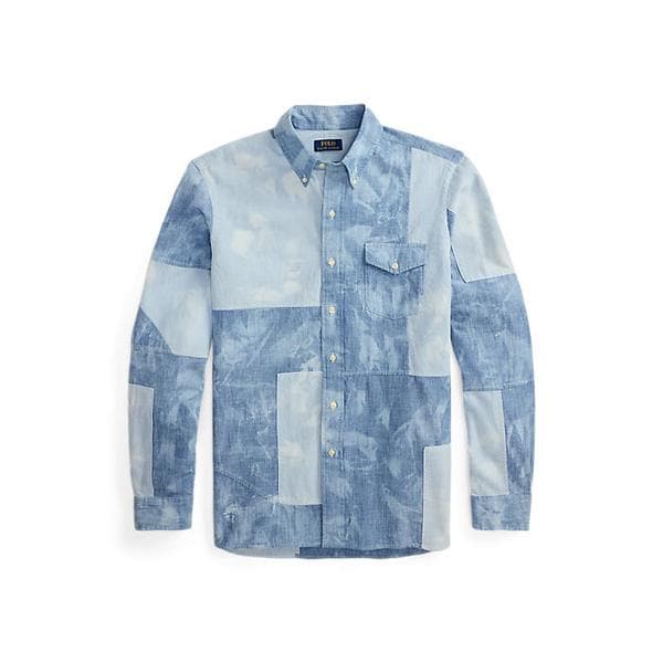 남성 클래식핏 패치워크 샴브레이 셔츠(MNPOWOV16824918400)