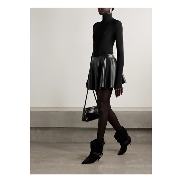 노마카말리 플리츠 Pu 미니 스커트 블랙 46376663162922903