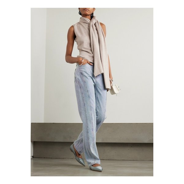 패널 크리스털 장식 하이라이즈 스트레이트 진 블루 1647597324583902