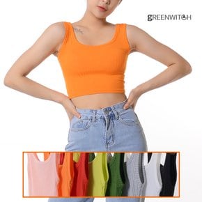 기본 라운드넥 왕골지 크롭나시 요가복커버업 zy436_1