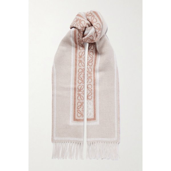 프린지 울 캐시미어 블렌드 자카드 스카프 46376663162984332