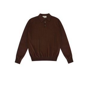 Essential Soft long sleeve polo knit (Brown)